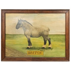 Vintage American Country Horse Breton Painting