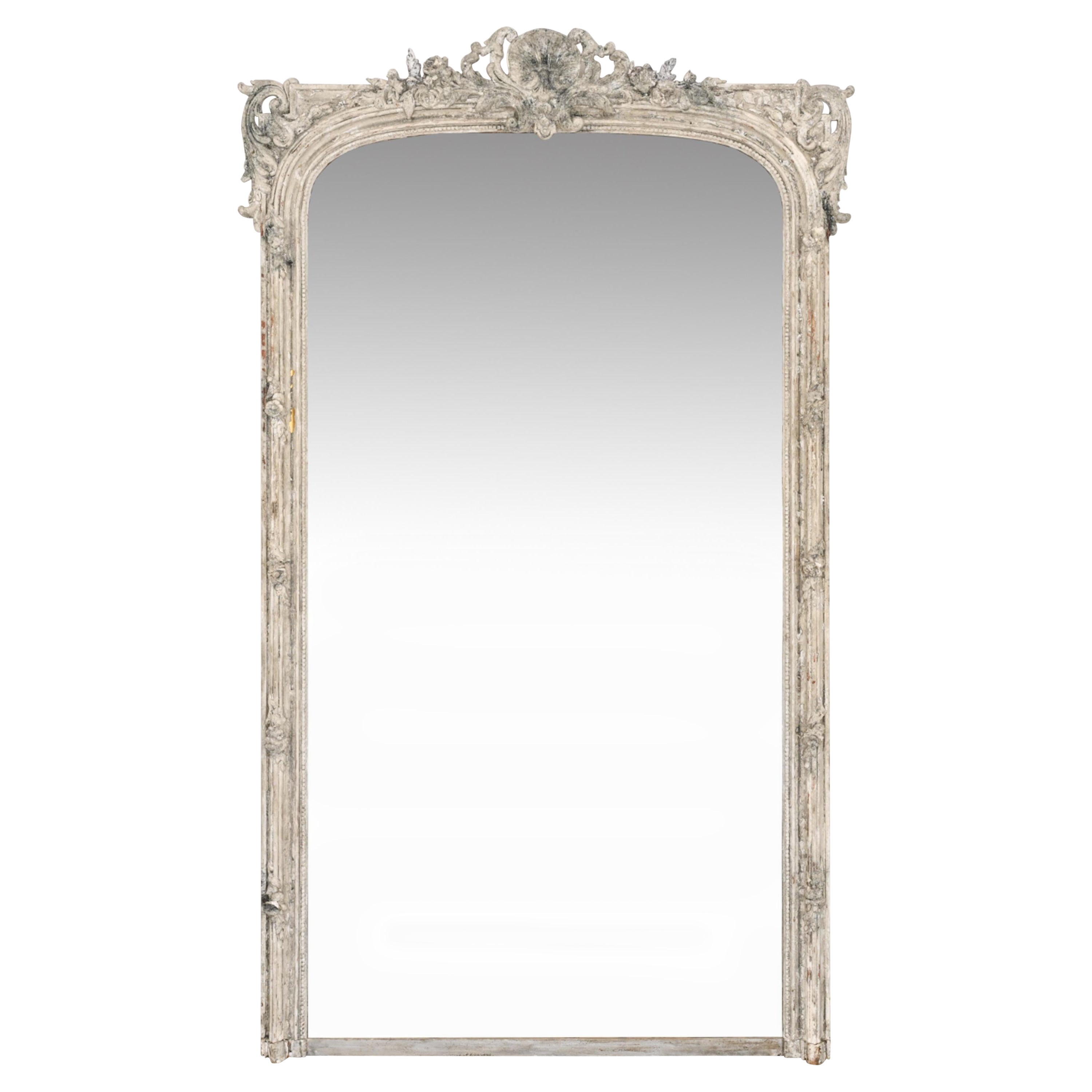 Oversize 19th C. Carved and Painted Mirror