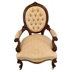 Superb Quality 19th Century Antique Victorian Carved Walnut Gentleman's Chair