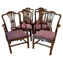 Quality Antique Victorian Set of Six Carved Mahogany Dining Chairs