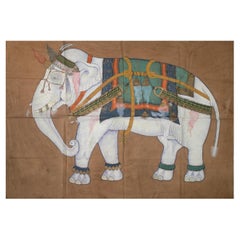 1970s Jaime Parlade Designer Hand Painting "Elephant" Oil on Canvas