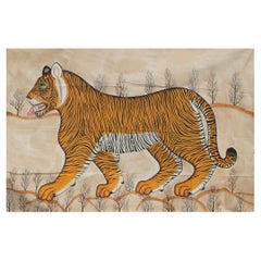 1970s Jaime Parlade Designer Hand Painting "Tiger" Oil on Canvas