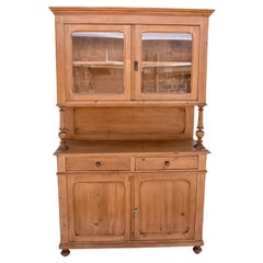 Antique Pine Glazed Buffet or Kitchen Cabinet