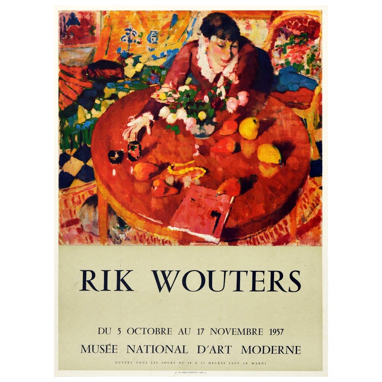 Original Vintage Art Exhibition Poster Rik Wouters National Museum Of Modern Art For Sale at 1stDibs