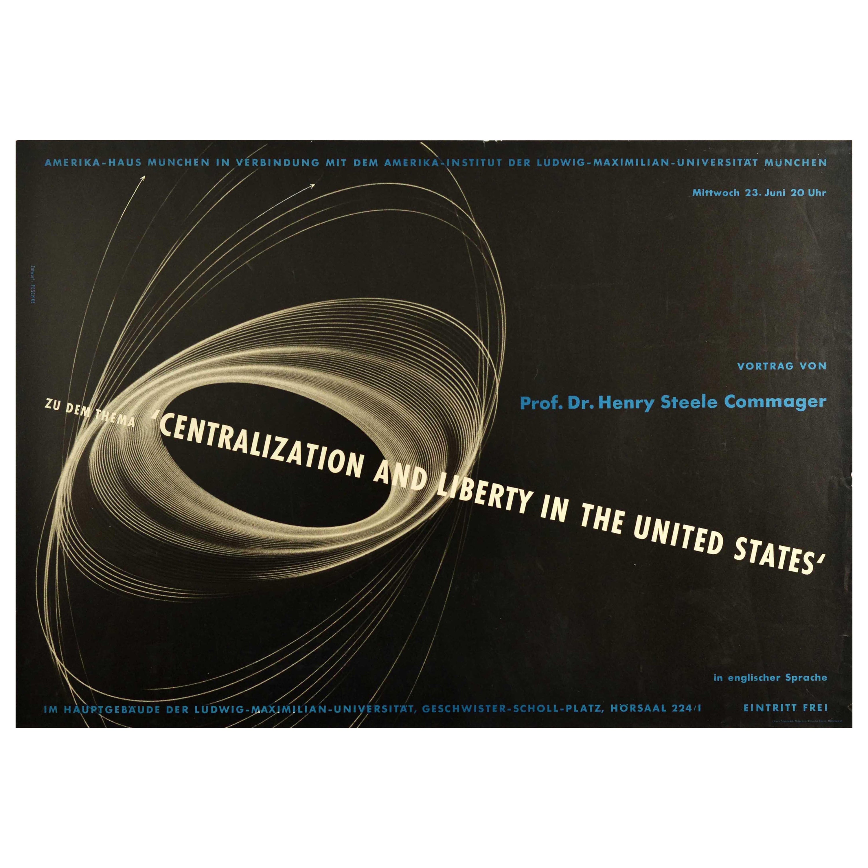 Original Vintage Poster Centralization And Liberty In The United States Commager For Sale