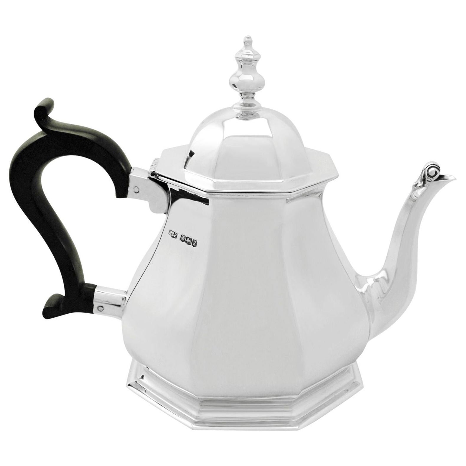 Antique Queen Anne Style Sterling Silver Teapot