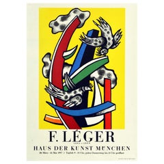 Original Vintage Art Exhibition Poster Fernand Leger Haus Der Kunst Birds Design