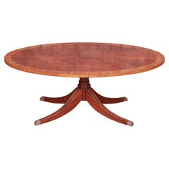 Used Ethan Allen Regency Banded Mahogany Pedestal Coffee Table