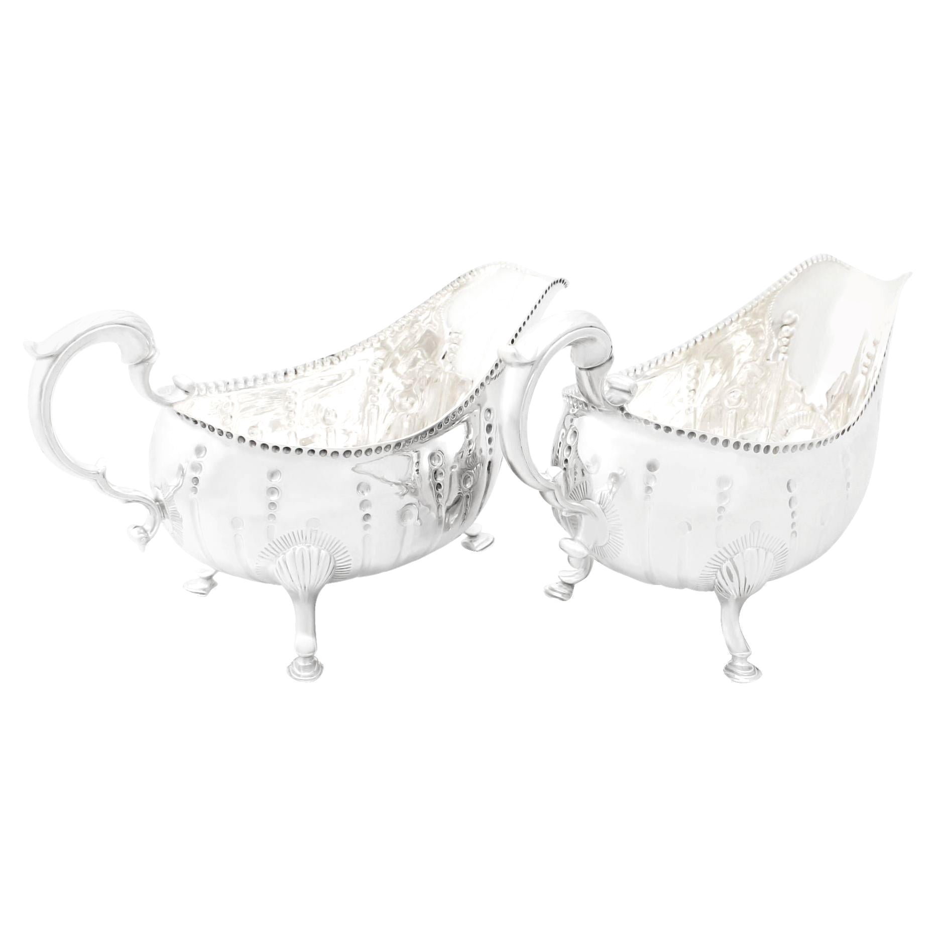 Antique Georgian 1780 Sterling Silver Sauceboats or Gravy Boats For Sale