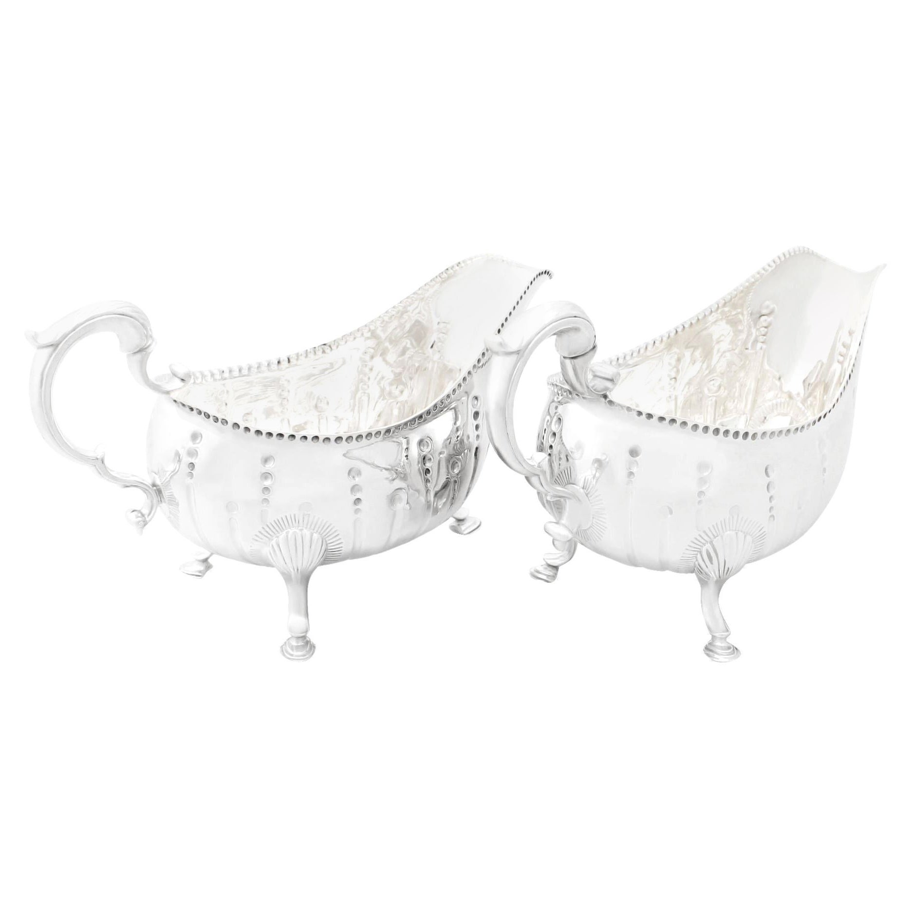 Antiguas salseras o salseras de plata de ley georgiana de 1780
