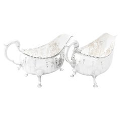 Antiguas salseras o salseras de plata de ley georgiana de 1780