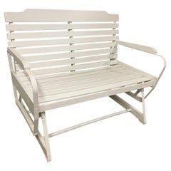 Used American Rustic White Painted Glider Loveseat