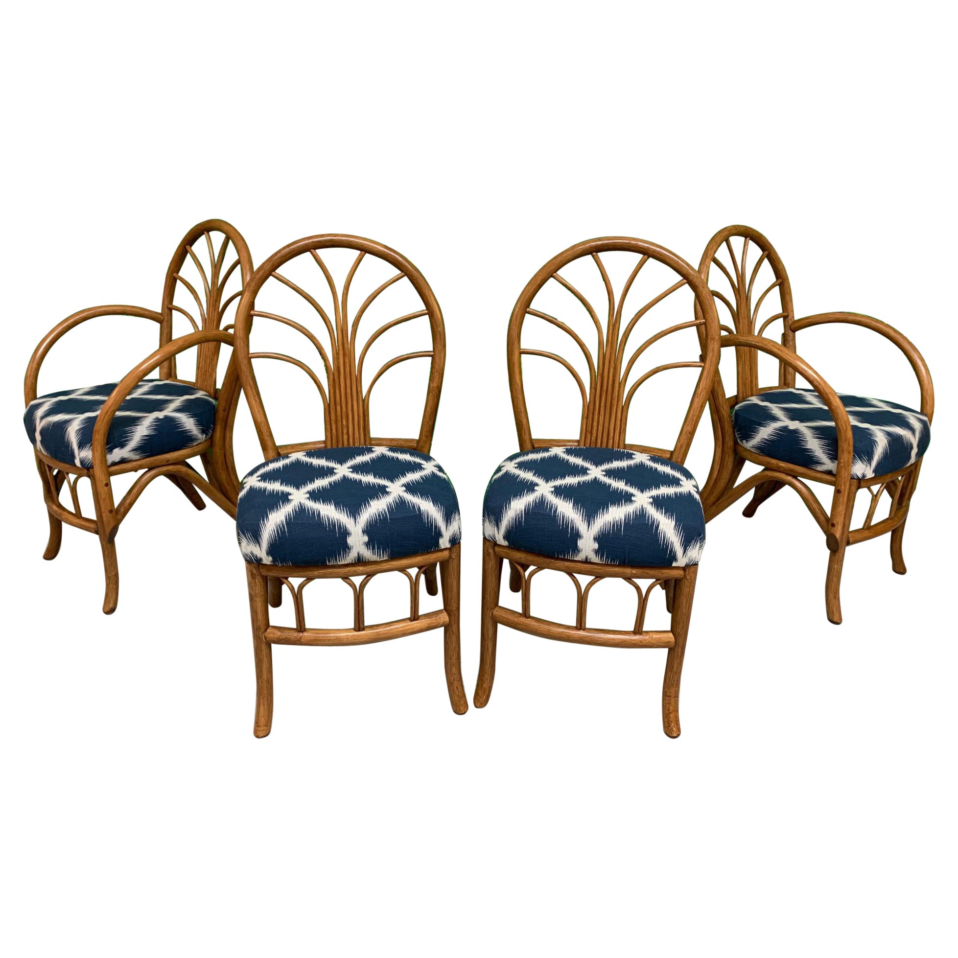 Vintage Bentwood Rattan Dining Chairs, Set of 4