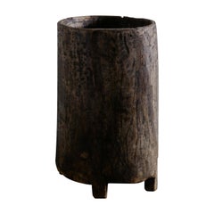 Wooden Teak Naga Pot Barrel Planter in a Wabi Sabi Style, India