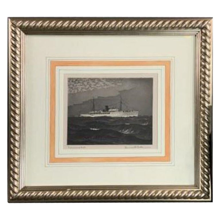 Engraving of Steam Yacht Nourmahal For Sale