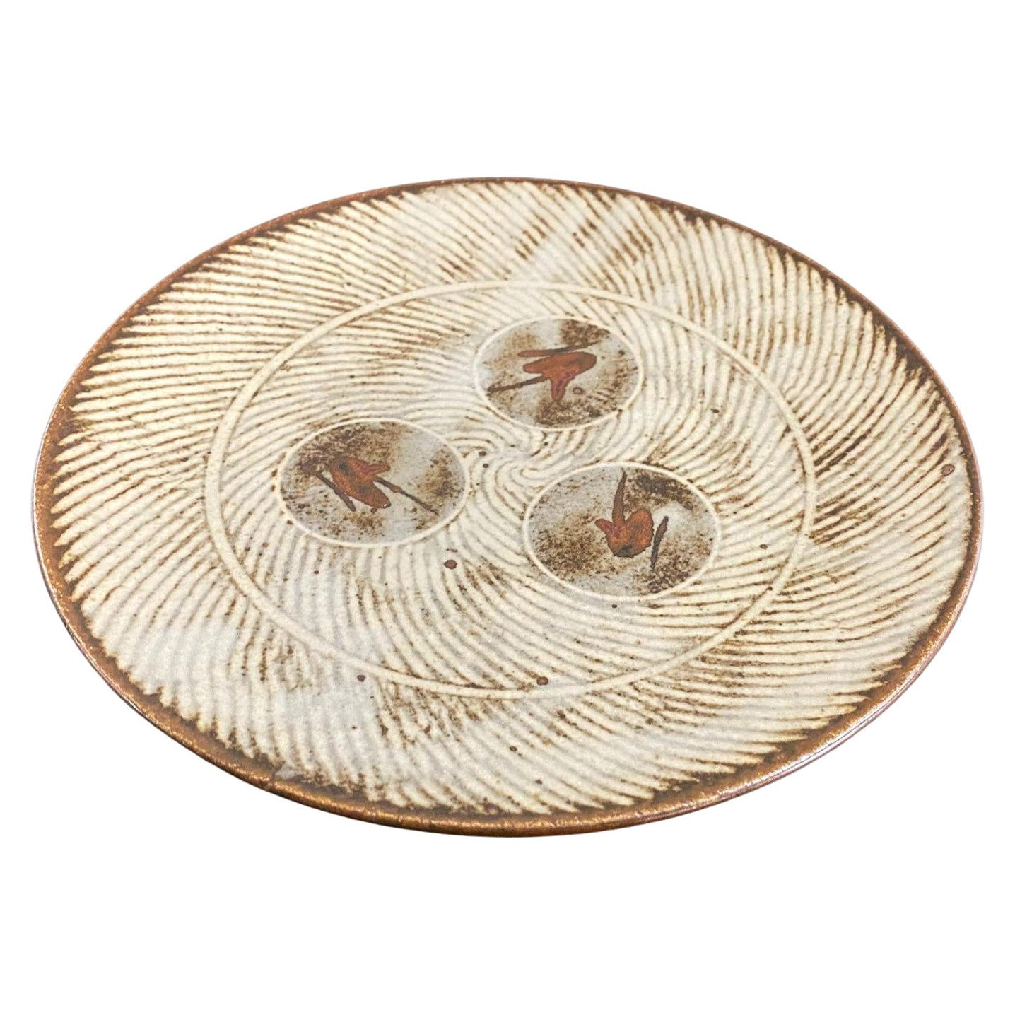 Tatsuzo Shimaoka Signed Japanese Glazed Rope Inlay Ceramic Pottery Bowl