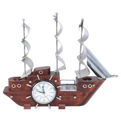 Sessions United Mid-Century Clipper Ship Electrified Table Clock