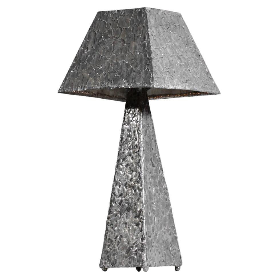 French Brutalist Desk or Occasional Lamp in Zinc from the 80s - F016
