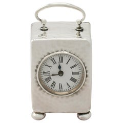Victorian Sterling Silver Boudoir Clock by Henry Matthews