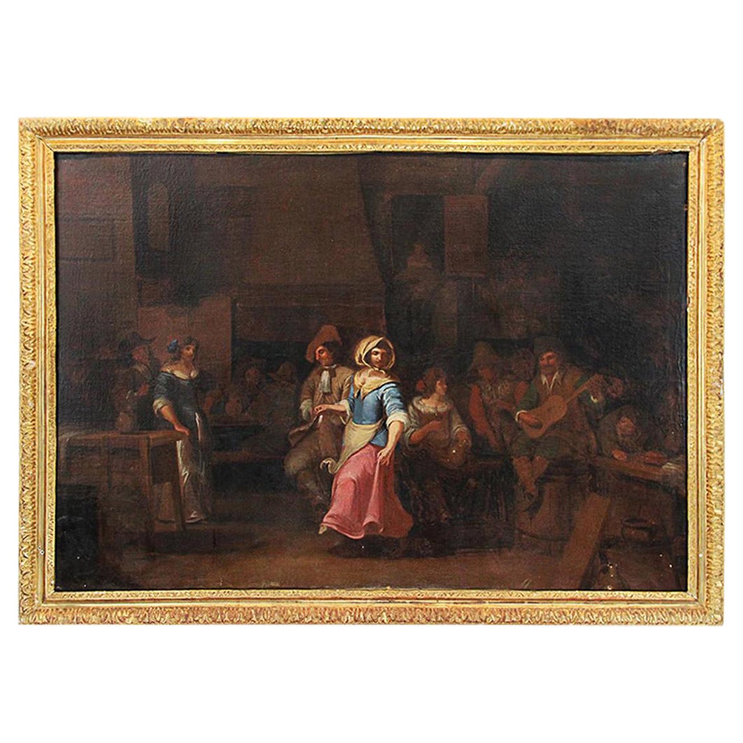 Dutch School XVIIIth Century "Party scene in a tavern"  For Sale
