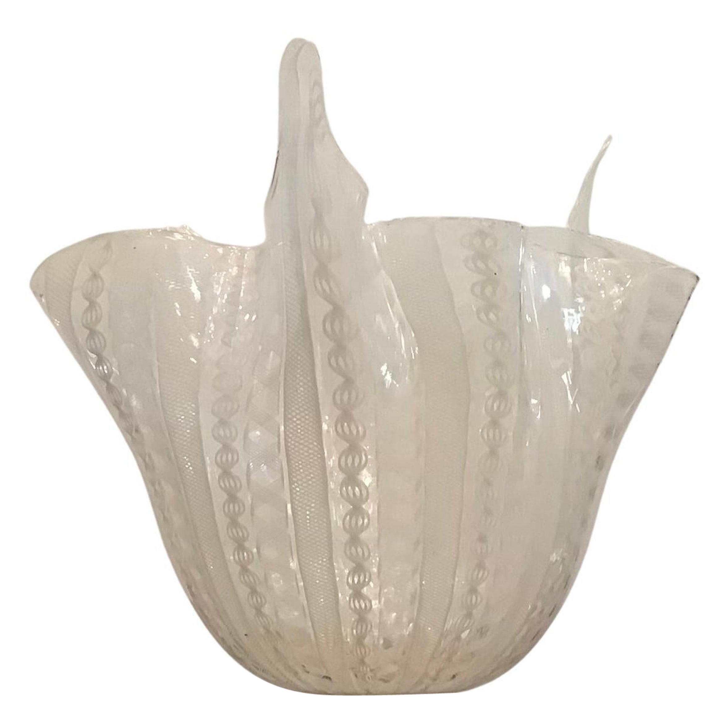 Vase Venini Zanfirico  Verre de Murano, Italie, 1950