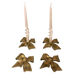 Set of Four Bronze Candle Holders in the Shape of a Bow, 1950s