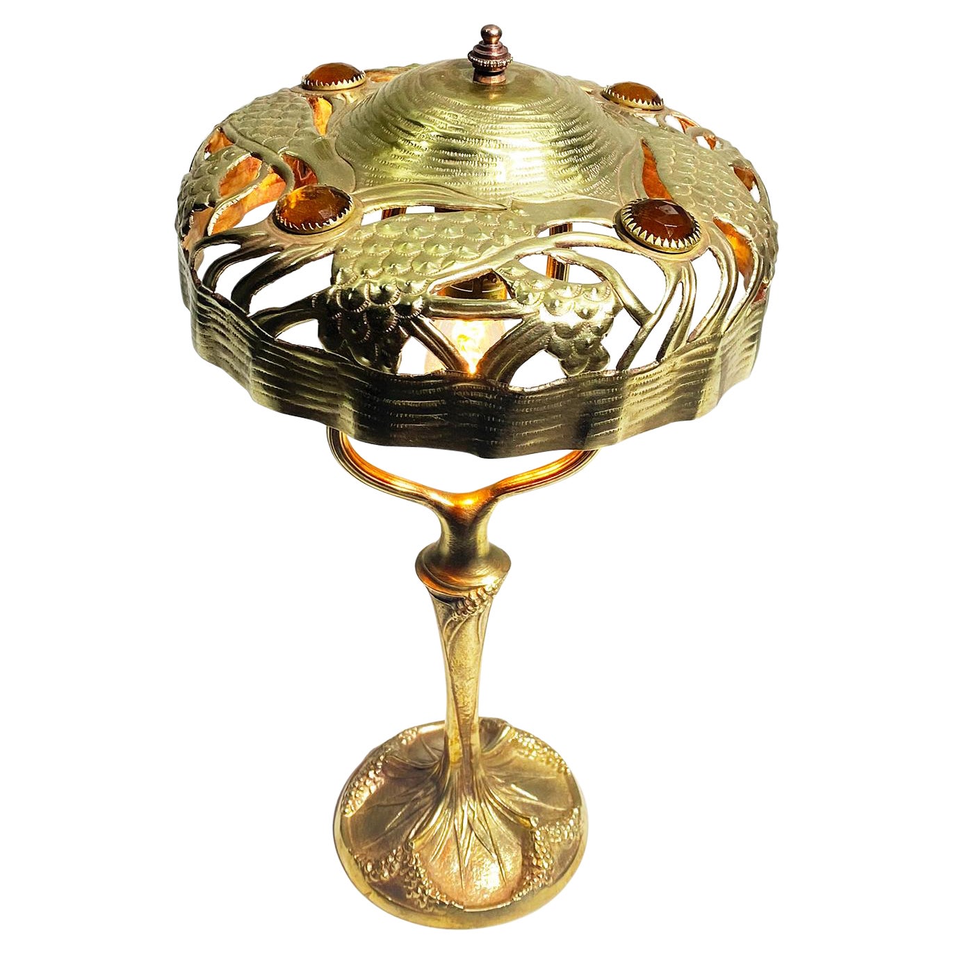 Stunning Signed Georges Leleu Art Nouveau Table Lamp For Sale