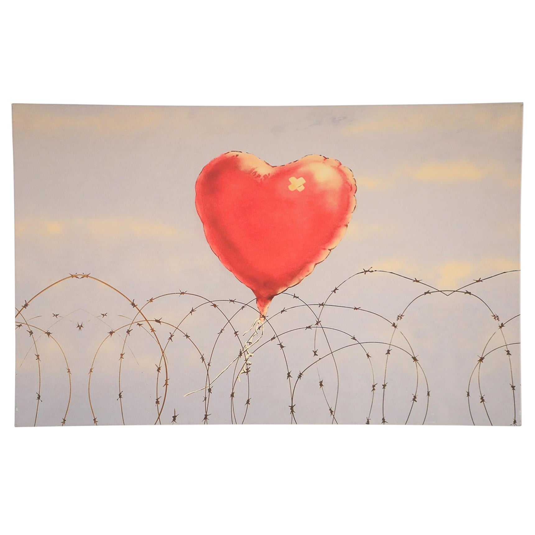 Heart Balloon on Barbed Wire Giclee Canvas Print For Sale