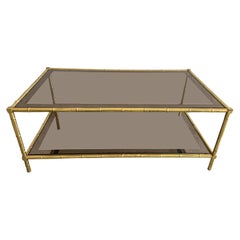 Mid-Century Modern French Two-Tier Maison Baguès Brass Coffee or Sofa Table