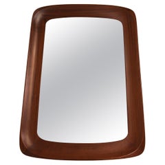 Midcentury Sculptural Wall Mirror, Mahogany, Crystal Glass, Glas & Trä, 1960s