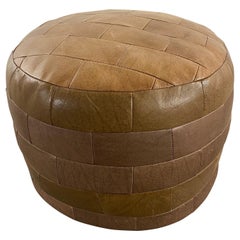 Pouf or Ottoman Leather Patchwork by De Sede in Brown, 1970s