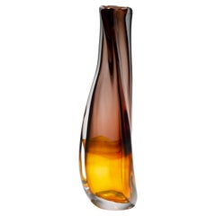 Sommercalmo 82, a Sculptural Glass Vase in Golden Amber & Brown by Vic Bamforth