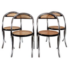 Mid Century Italian Cane Chairs 1970s Set of 4