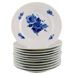 11 Royal Copenhagen Blue Flower Braided Cake Plates, Model Number 10/8092