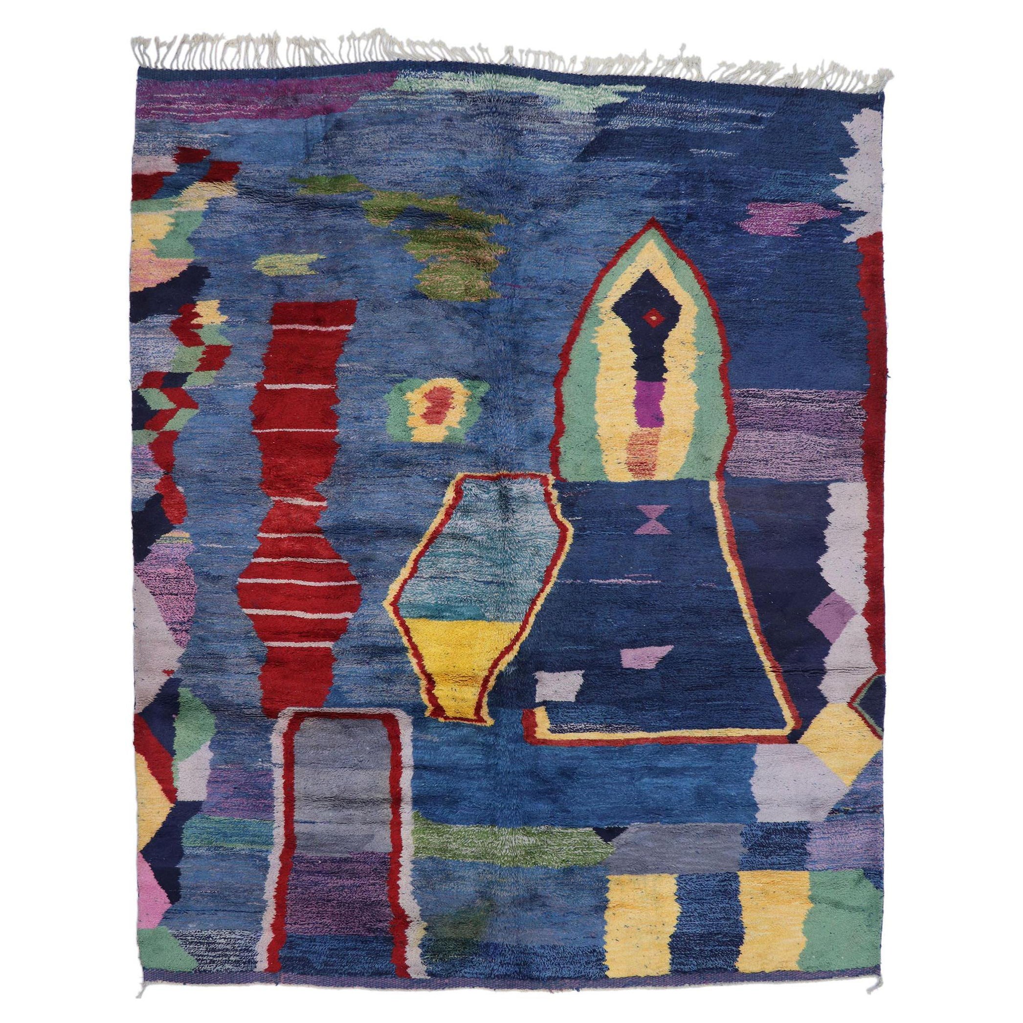 Nouveau tapis berbère marocain contemporain inspiré par Helen Frankenthaler