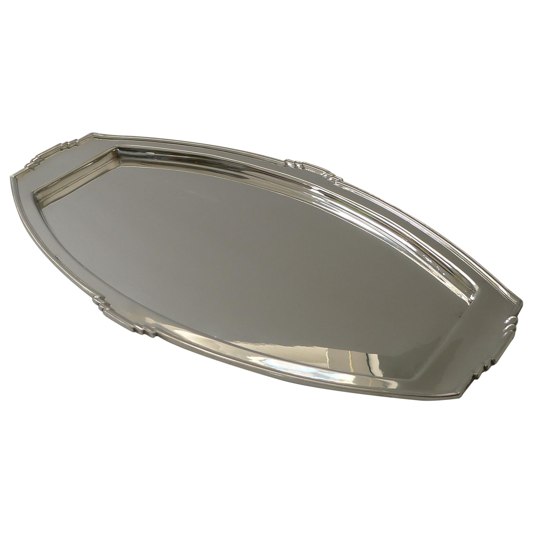 Stylish Art Deco Silver Plated Cocktail Tray, Reg. No. for 1933
