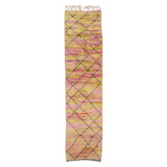 New Colorful Abstract Moroccan Runner with Bohemian Style