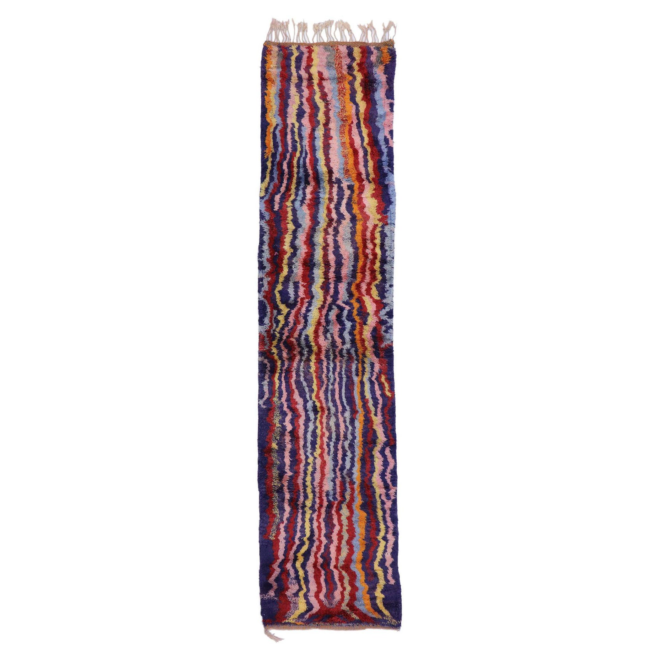 New Contemporary Berber Moroccan Runner with Abstract Expressionist Style