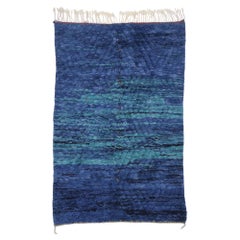 Blue Berber Moroccan Rug, Modern Boho Chic Style Meets Abstract Expressionism