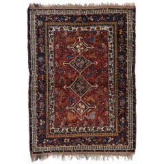 Vintage Persian Shiraz Rug with Tribal Style