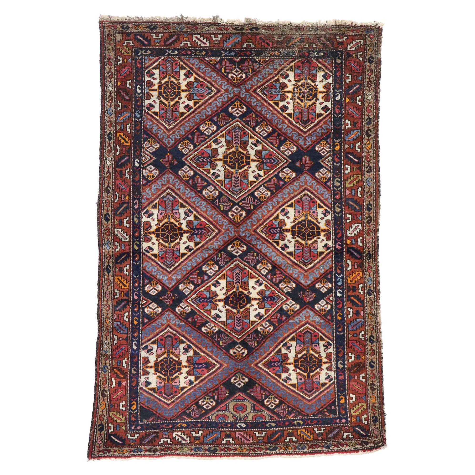 Vintage Persian Hamadan Rug with Tribal Style For Sale