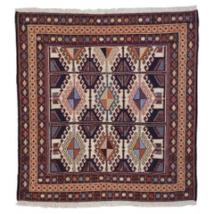 Retro Persian Shiraz Kilim Rug with Tribal Style