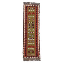 Used Persian Shiraz Kilim Rug, Luxury Lodge Meets Nomadic Charm