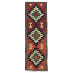 Vintage Persian Shiraz Kilim Runner with Tribal Style