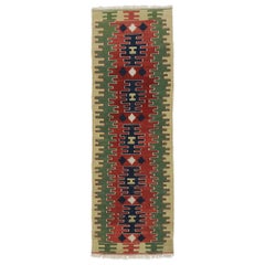 Tapis de couloir Kilim persan vintage Shiraz de style tribal