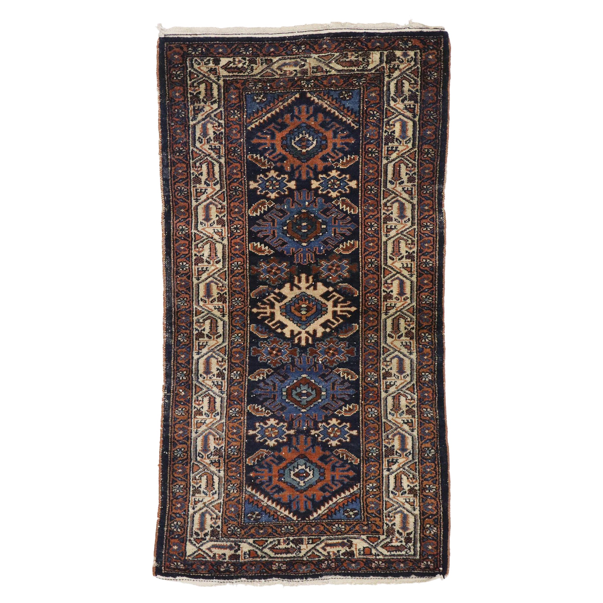 Vintage Persian Heriz Rug with Tribal Style For Sale