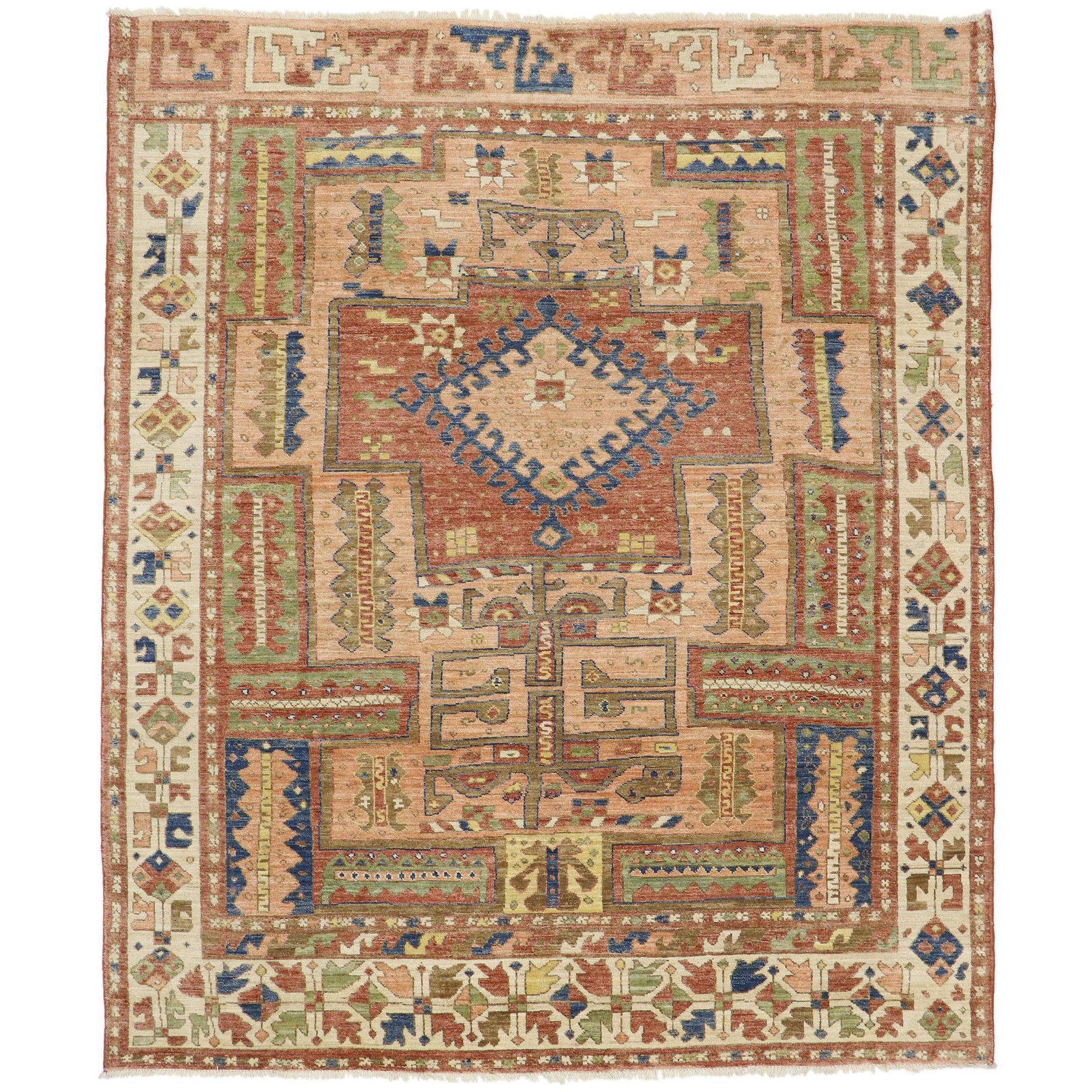New Contemporary Oushak Rug with Luxe Bohemian Tribal Style