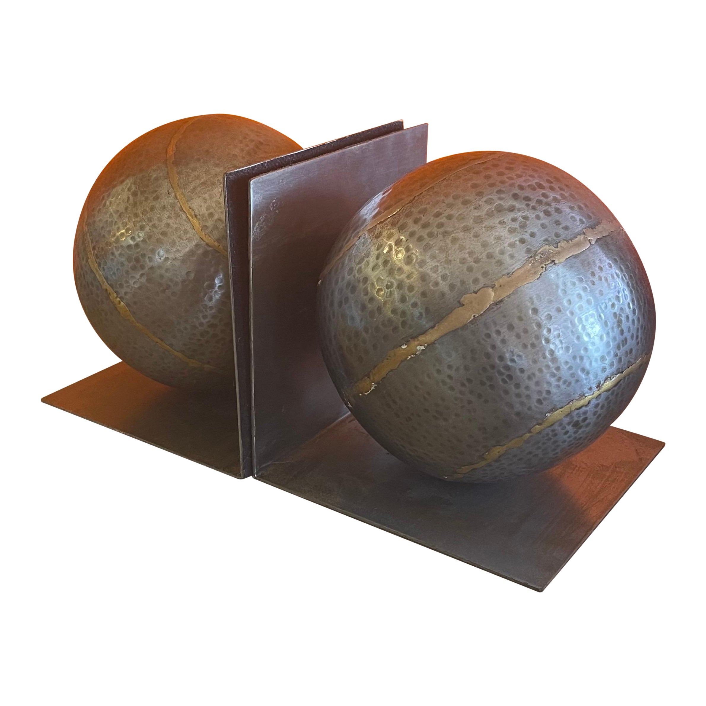 Pair of Minimalist Bookends in Zinc and Brass by Arterriors
