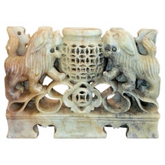 20C Chinese Soapstone Foo Dog Carving