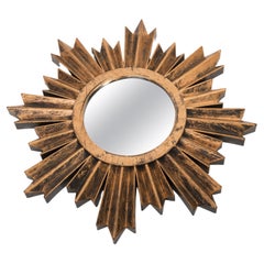 20th Century Modern Gold Sunburst Mirror, Plastic, 1980s